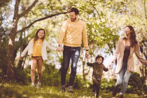 family taking a walk